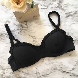 Tory Burch | black ruffle strap bikini swim top